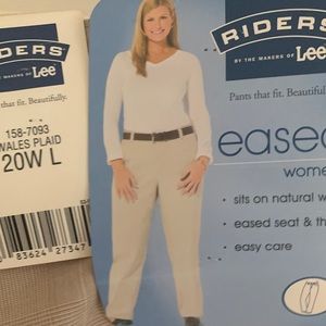 NWT Riders Lee Wales Plaid Dress Pants 20w Tall